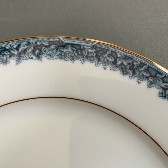 Noritake Legendary Edgerow Salad Plates Blue White Gold Trim 4078 Lot of 4 - Picture 6 of 9